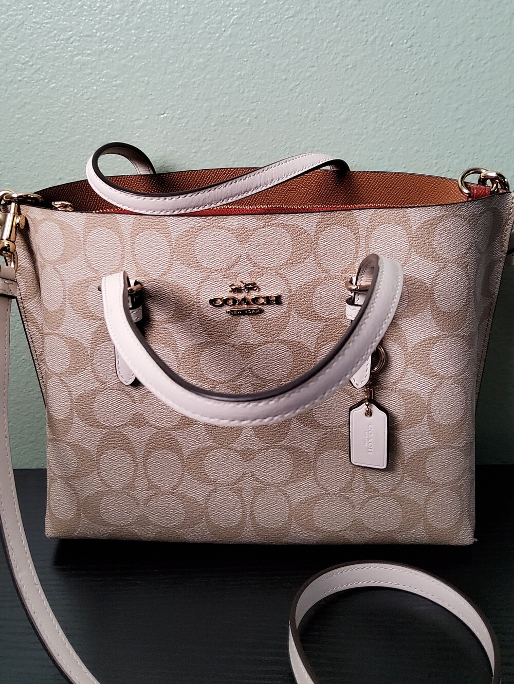 Coach Mollie Tote 25 in Signature Canvas (in Light Khaki/Chalk).